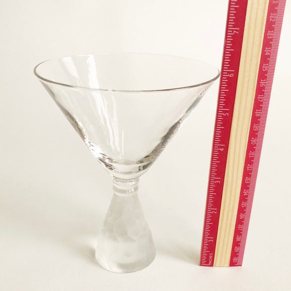 3-Martini Glass Frosted Honeycomb Weighted Stem 2" Thick Hand Blown Z Gallerie? - Picture 9 of 11